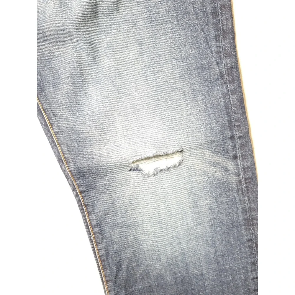 Gap Straight Fit Jeans Mens 35x32 Classic Denim Cotton Dark Indigo Distressed